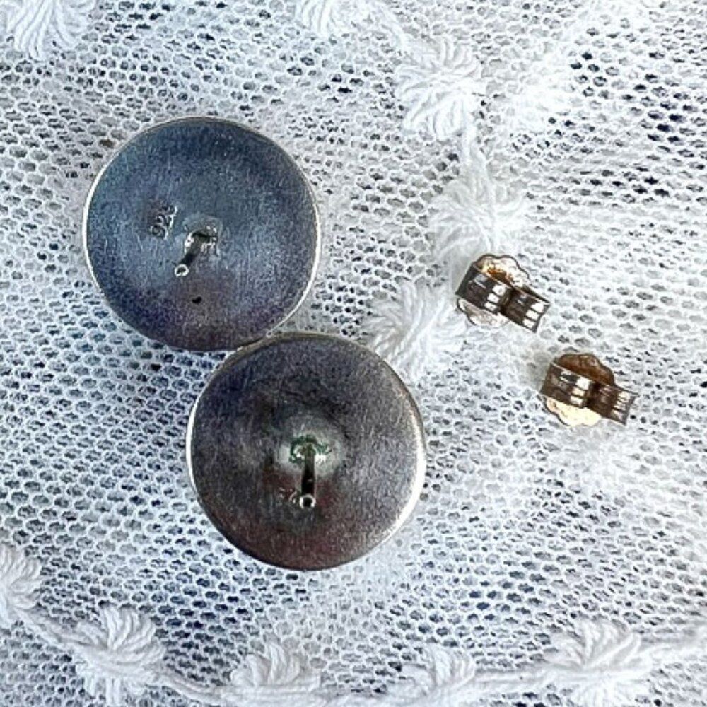 Vintage Sterling Silver & Black Earrings - Picture 4 of 7